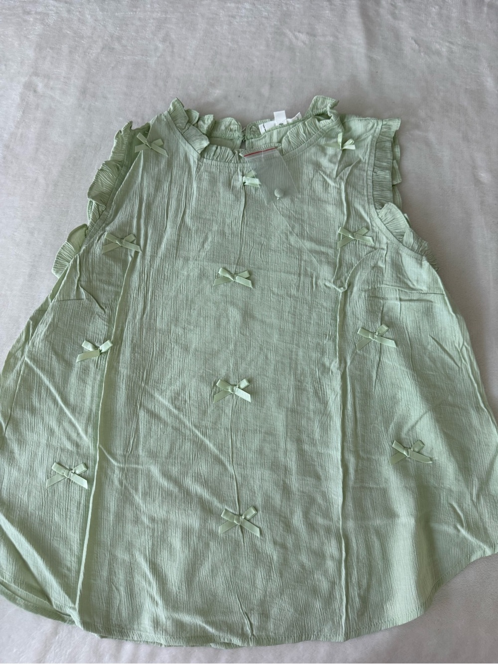 Women’s Mint Green Bow Accent Sleeveless Top Size Large D86 NEW